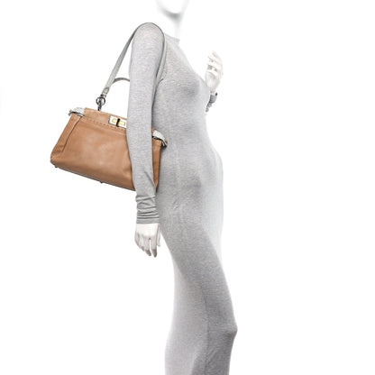 Fendi Vitello Saddle Cuoio Romano Selleria Medium Peekaboo Iconic Satchel Fango Acqua 2 of 16