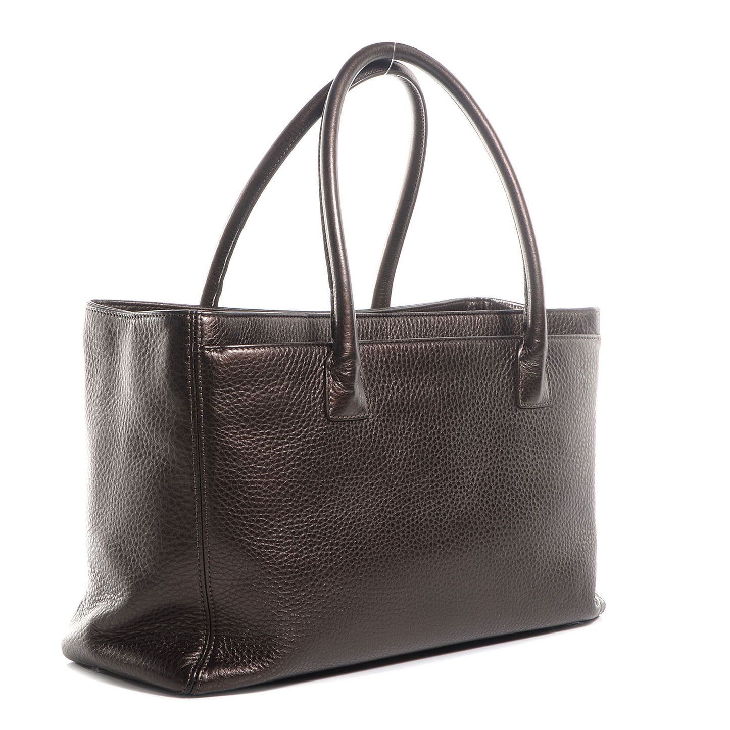 Metallic Deerskin Cerf Executive Shopper Tote Brown