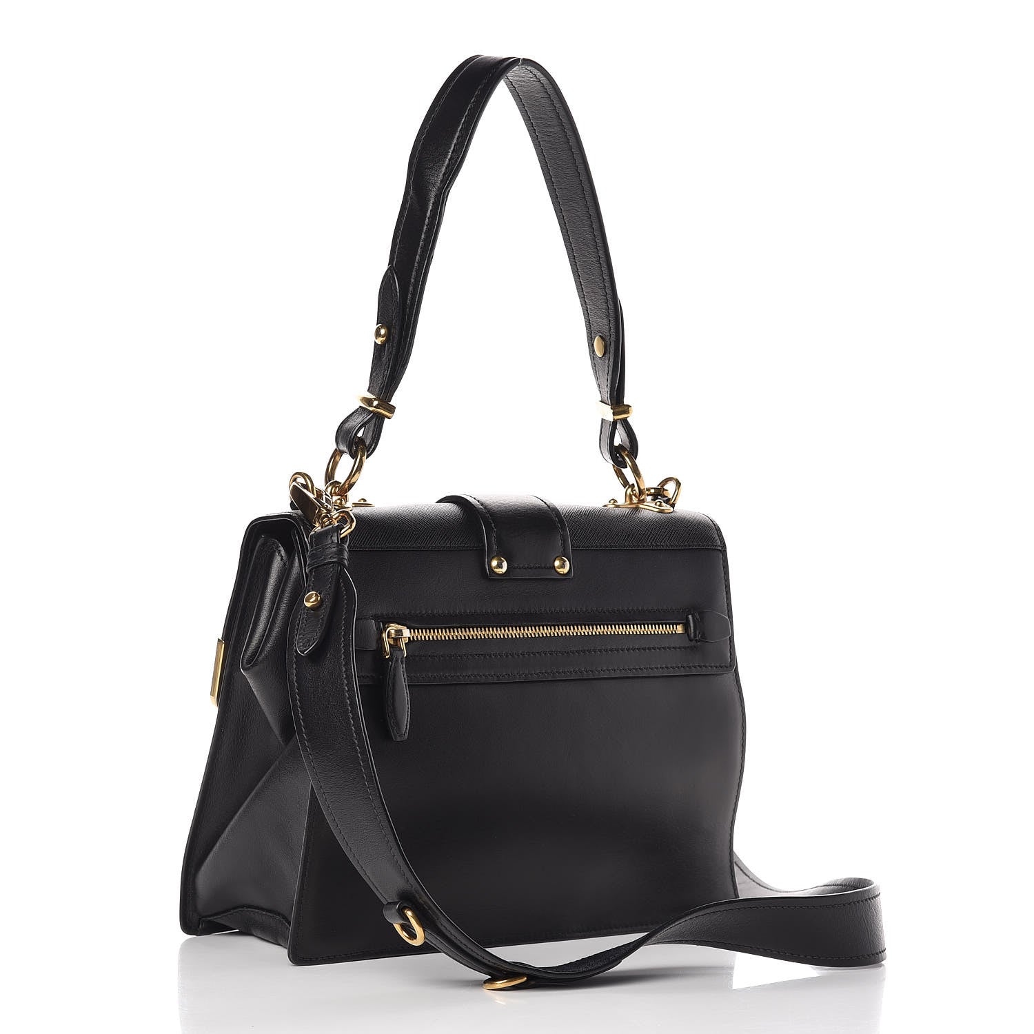 Prada City Calfskin Saffiano Cahier Top Handle Bag Black 3 of 13