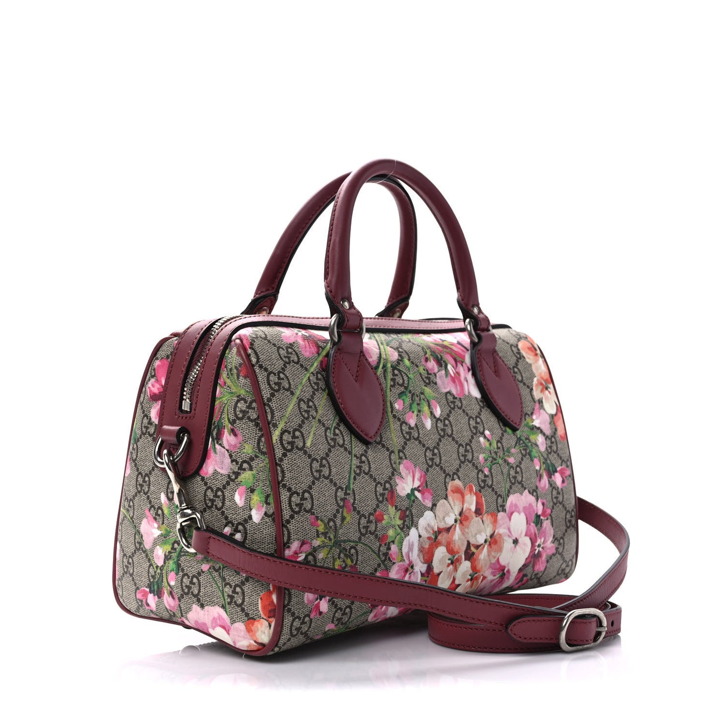 GG Supreme Monogram Blooms Small Boston Beige Multicolor Dry Rose