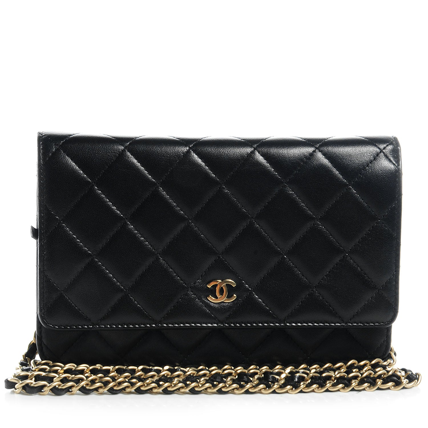Chanel Lambskin Quilted Wallet On Chain WOC Black 1 of 8