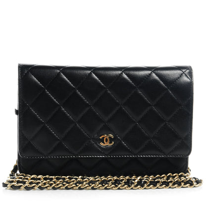 Chanel Lambskin Quilted Wallet On Chain WOC Black 1 of 8