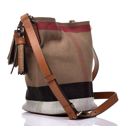 Burberry Canvas Mega Check Mini Ashby Tassel Crossbody Saddle Brown 3 of 8