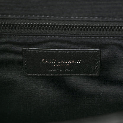 Saint Laurent Grain De Poudre Textured Mixed Matelasse Large Triquilt Monogram Monochrome Satchel Black 6 of 9