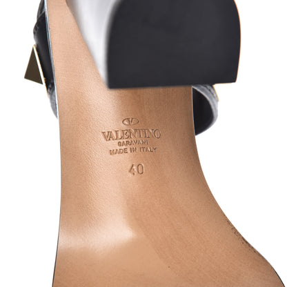 Valentino Garavani Calfskin Macro Rockstud Ankle Strap Sandals 40 Black 7 of 9