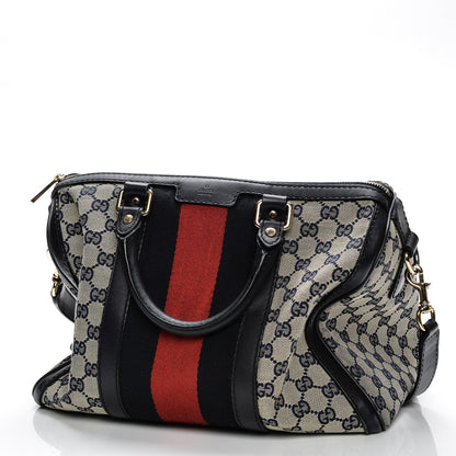 Gucci Monogram Selleria Calfskin Vintage Web Medium Boston Beige Blue 12 of 12