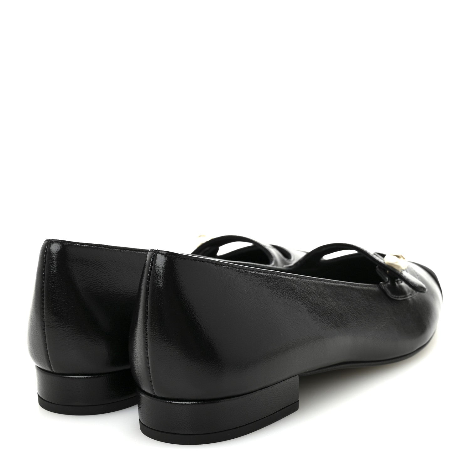Chanel Shiny Lambskin Grosgrain Pearl Mary Jane Flats 36 Black 5 of 9