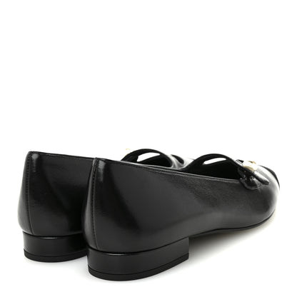 Chanel Shiny Lambskin Grosgrain Pearl Mary Jane Flats 36 Black 5 of 9