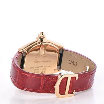 Cartier 18K Gold Alligator Small Roadster Quartz Watch Red 3 of 8