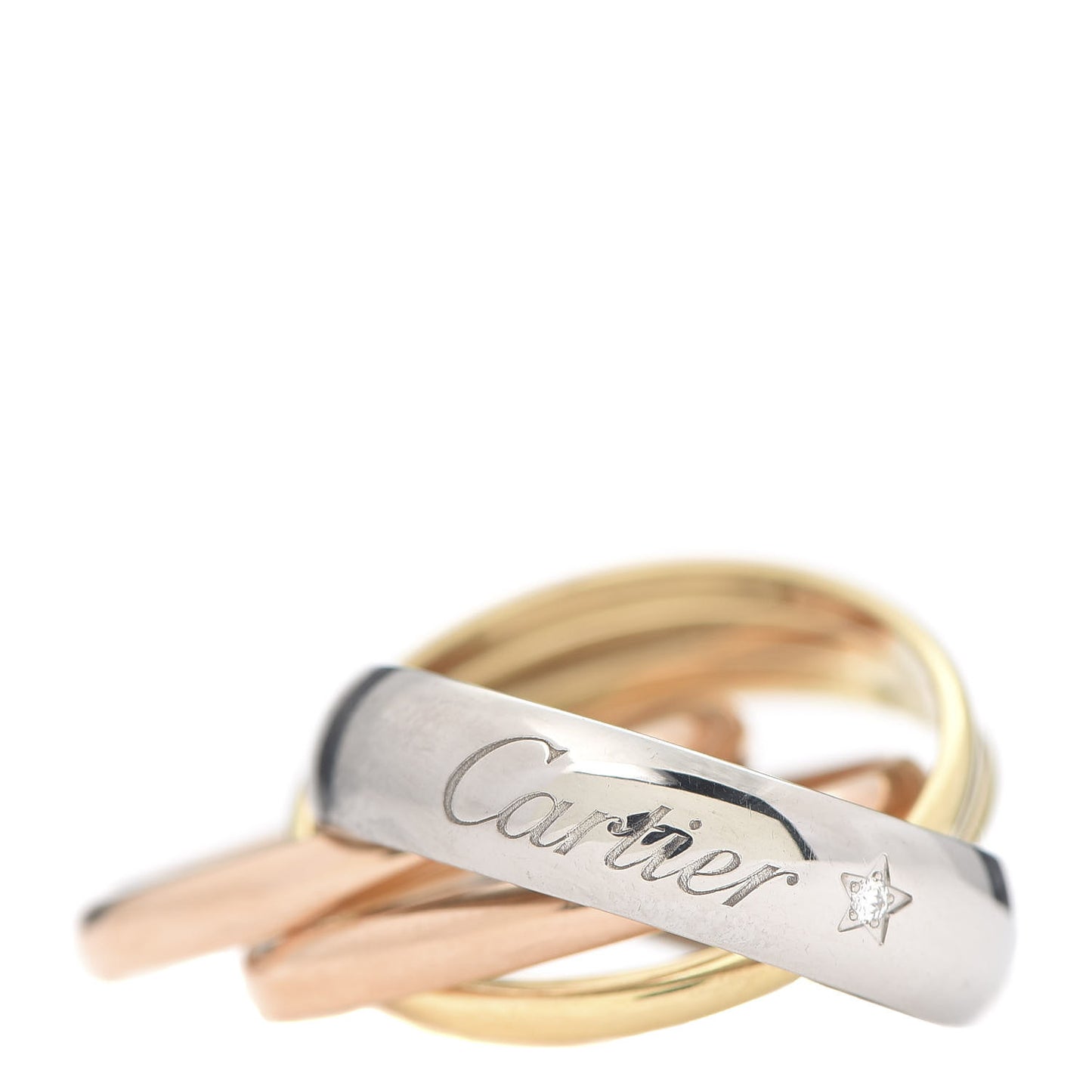 18K Pink Yellow White Gold Diamond Trinity 6 Band Ring 49 4.75