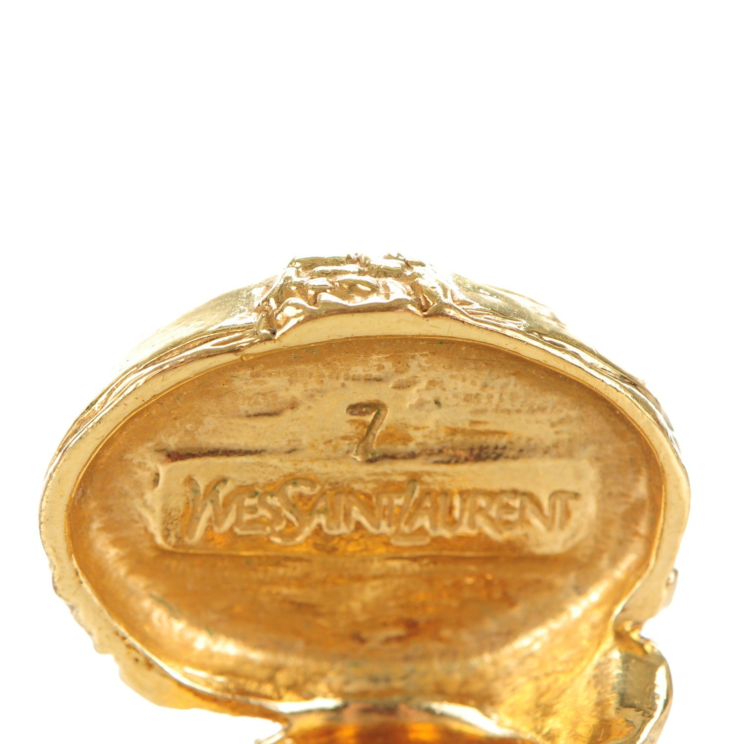 Saint Laurent Glass Cabochon Arty Ovale Ring 7 Gold Turquoise 4 of 4