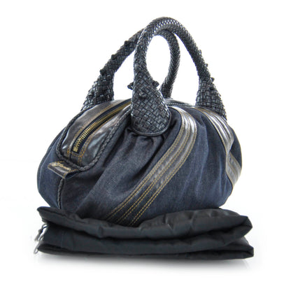 Fendi Denim Spalmati Woven Spy Bowler Blue 3 of 9