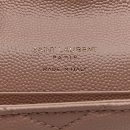 Saint Laurent Grain De Poudre Matelasse Chevron Small Monogram Envelope Wallet Pale Pink 6 of 8