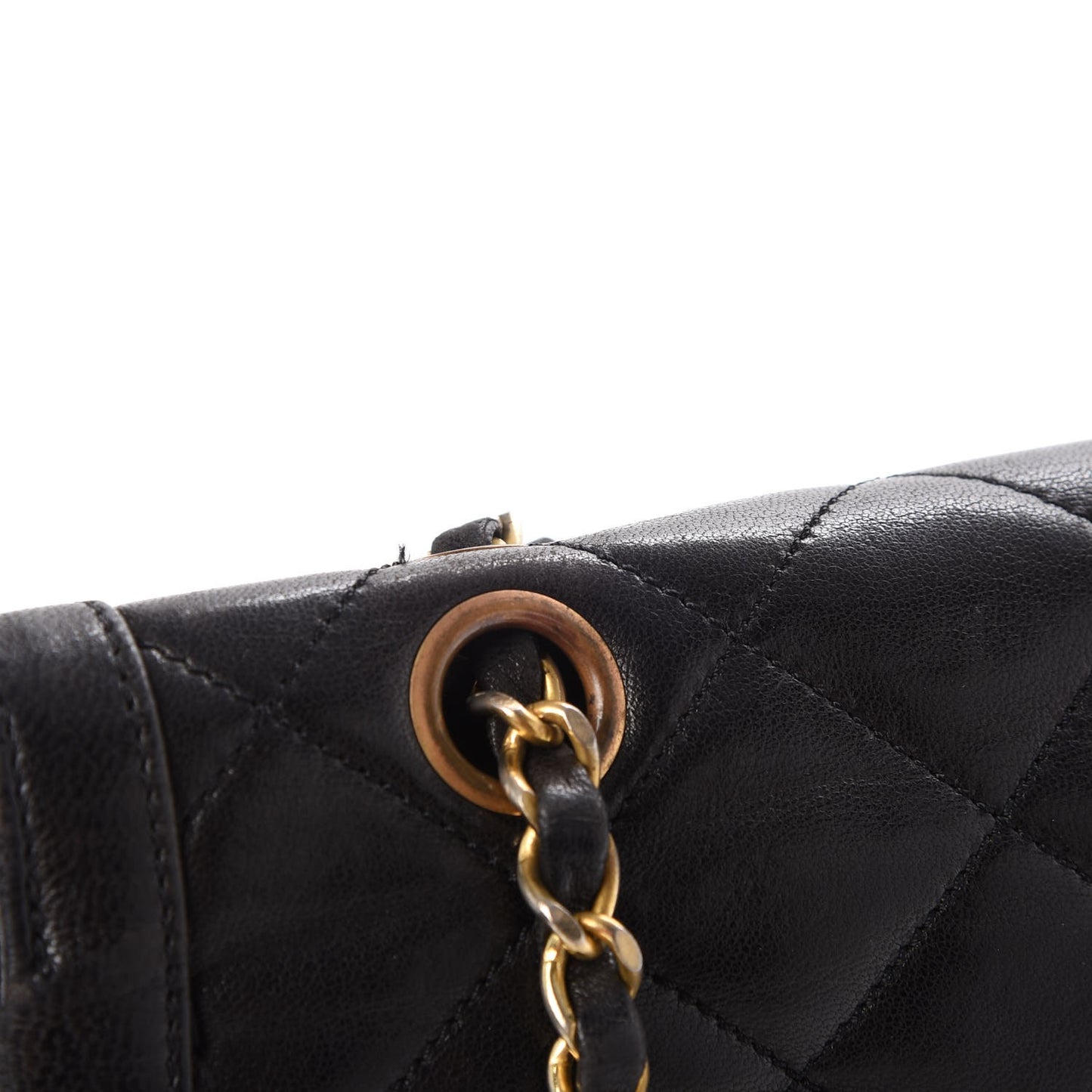Lambskin Quilted Medium Double Flap Black