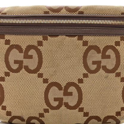 Gucci Monogram Jumbo GG Textured Dollar Calfskin Web Belt Bag Camel Ebony New Acero 9 of 13