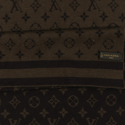 Louis Vuitton Cashmere Silk Monogram Scarf Brown 3 of 3