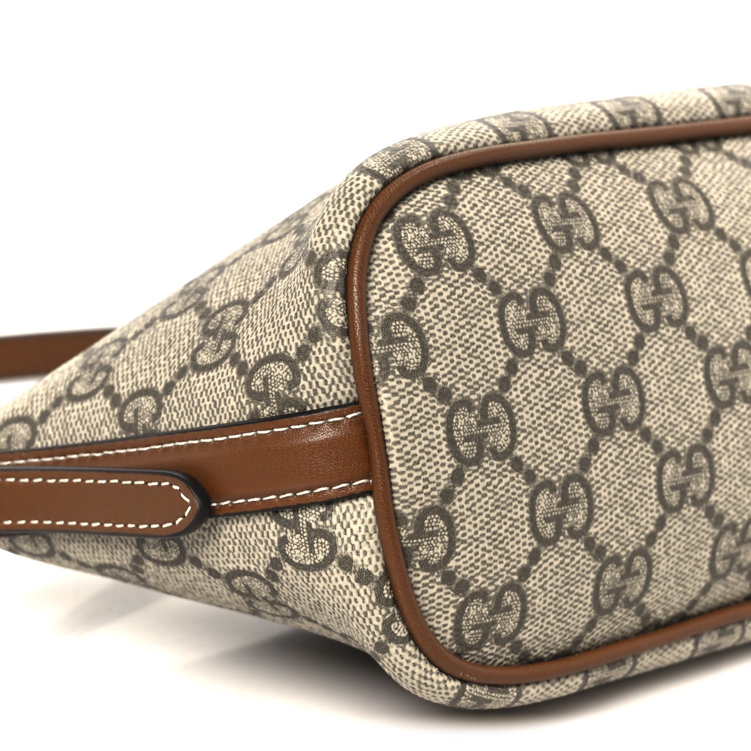Gucci GG Supreme Monogram Emblem Small Shoulder Bag Beige Dark Brown 9 of 11