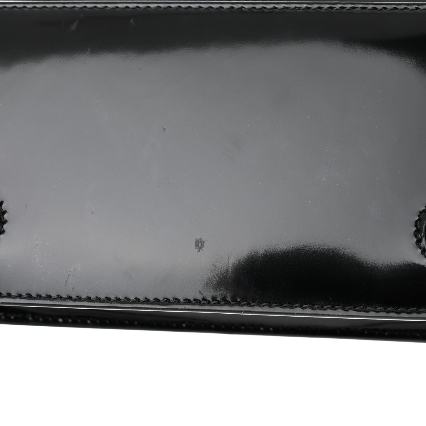 Patent Calfskin Maxi Logo Plate Phone Shoulder Bag Black
