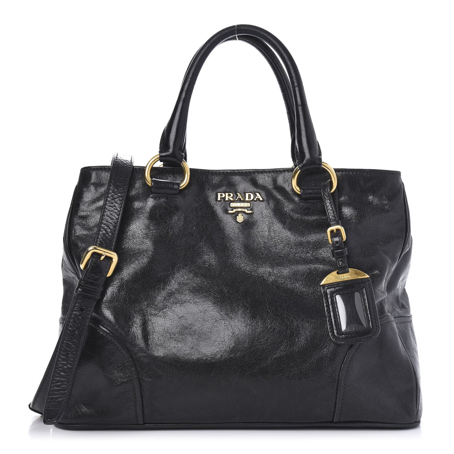 Prada Vitello Shine Top Handle Bag Black 1 of 14