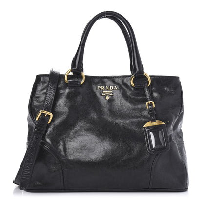 Prada Vitello Shine Top Handle Bag Black 1 of 14