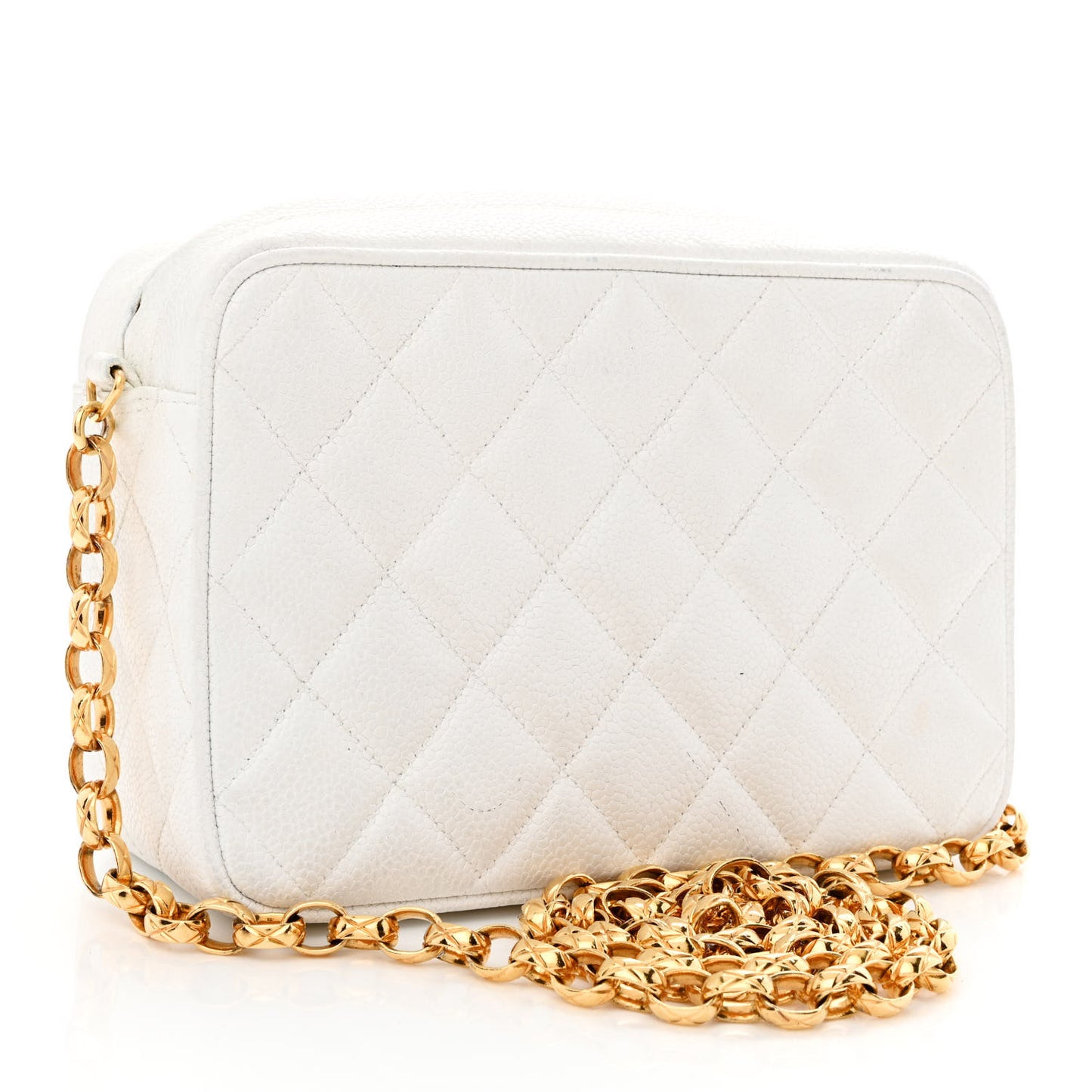 Caviar Quilted CC Camera Case White