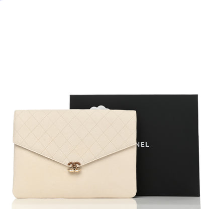 Chanel Grained Calfskin Quilted Cuba Clutch White 8 of 8