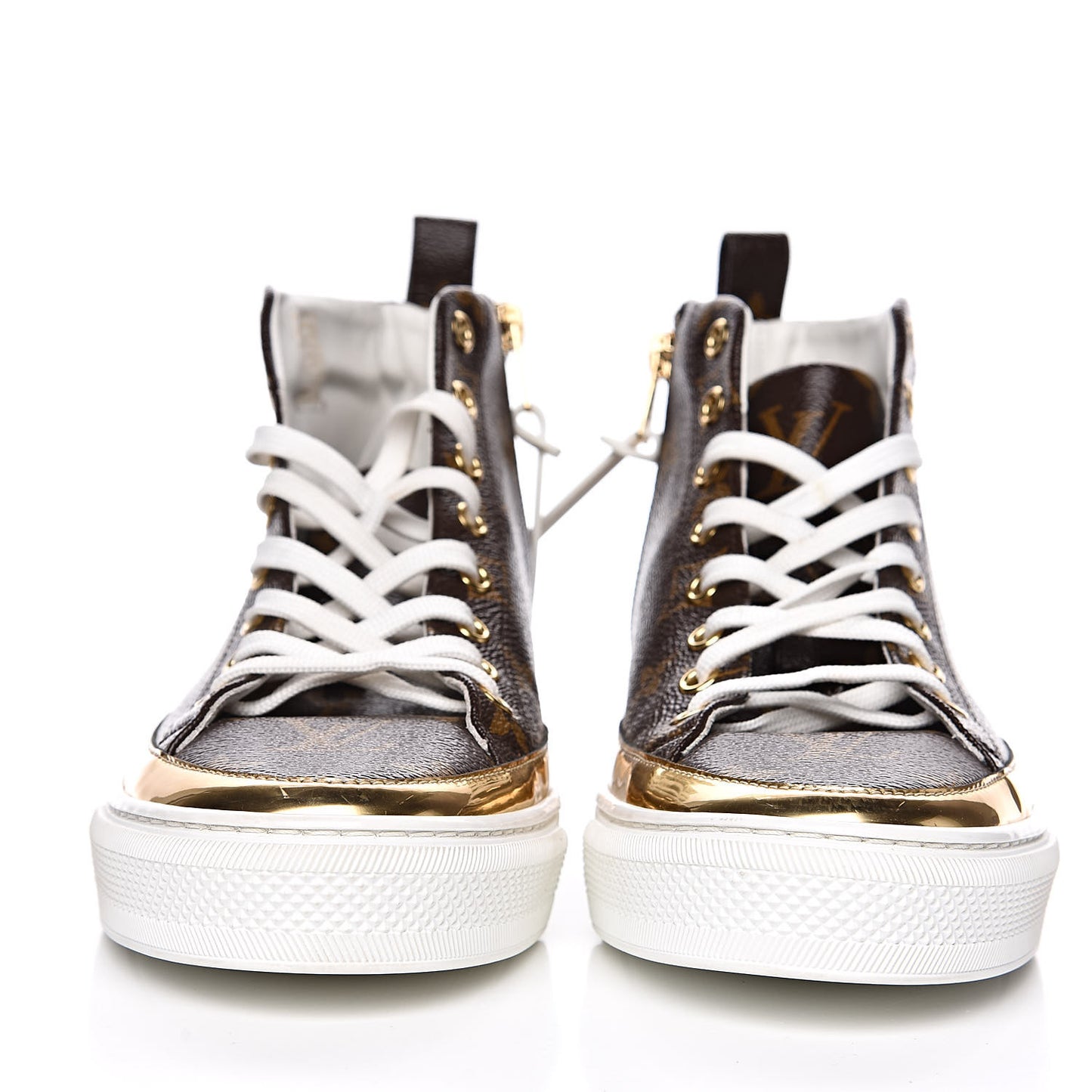 Patent Monogram Stellar Sneaker Boots 37 Gold