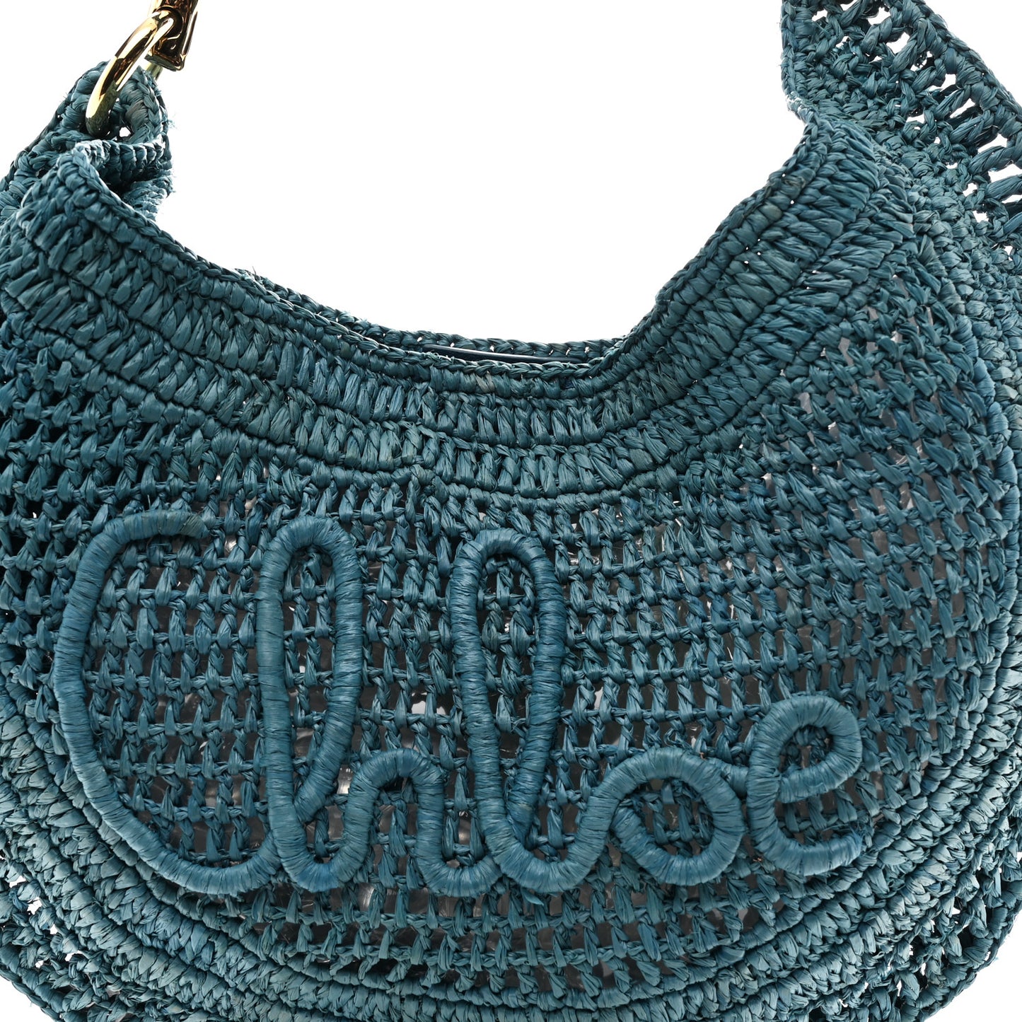 Raffia Calfskin Summer Banana Hobo Stormy Sea