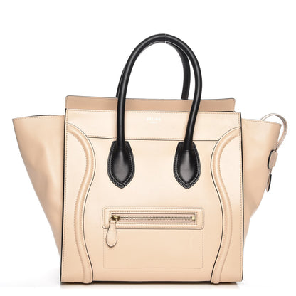 Celine Satin Calfskin Mini Bi-Color Luggage Powder Black 1 of 8
