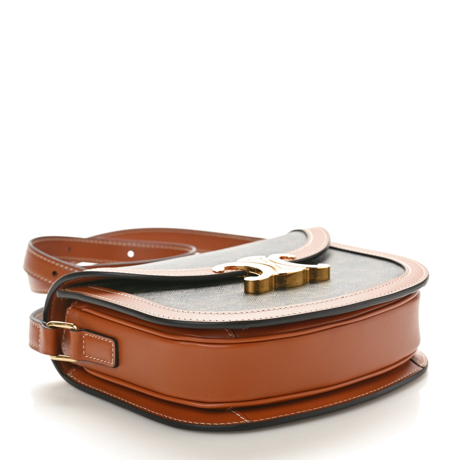 Celine Canvas Calfskin Triomphe Teen Besace Tan 4 of 9