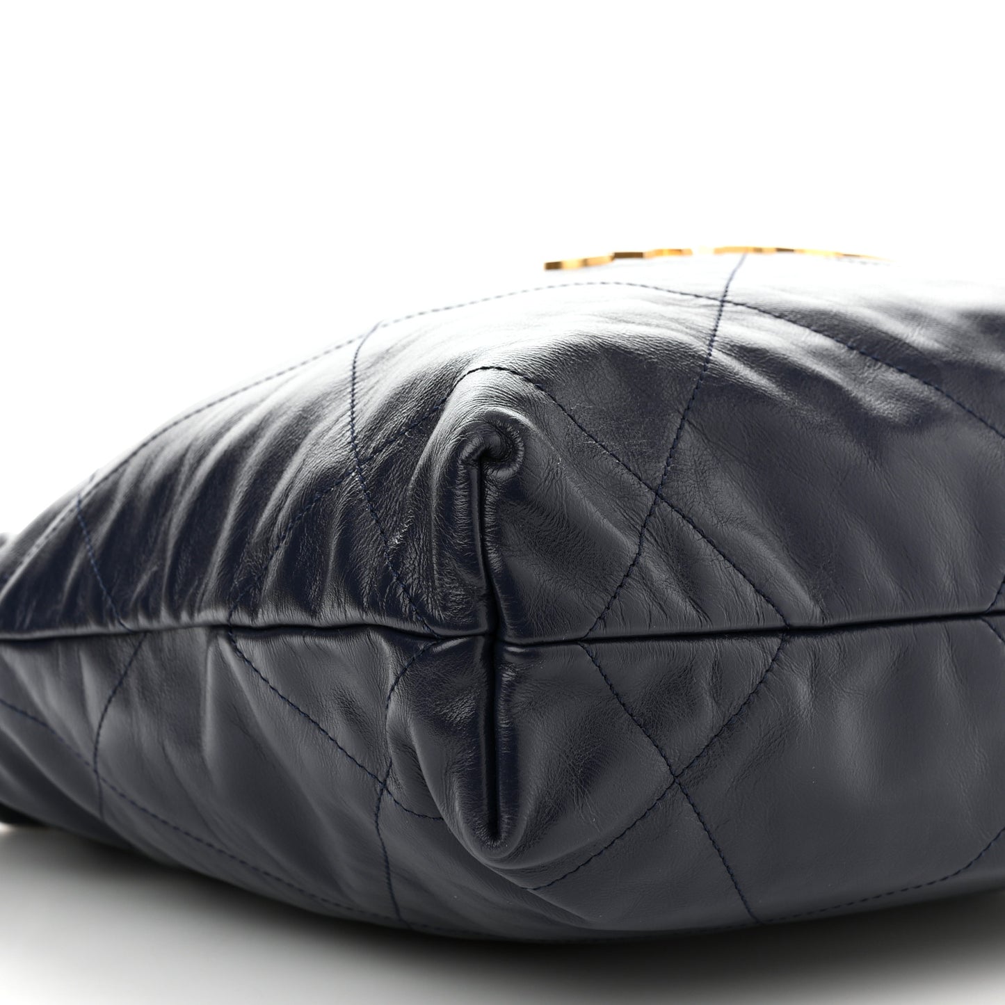 Shiny Calfskin Quilted Small Chanel 22 Navy