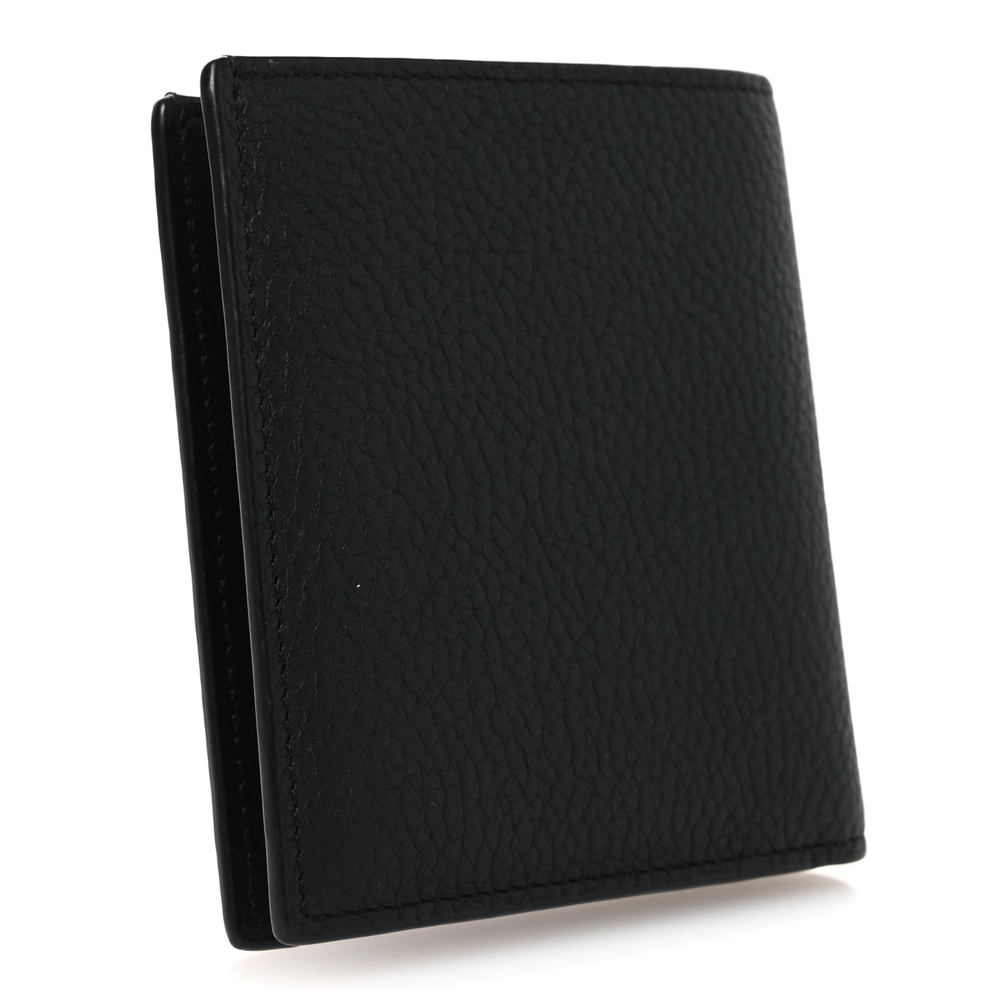 Grained Calfskin Vertical Bi-fold Wallet Black
