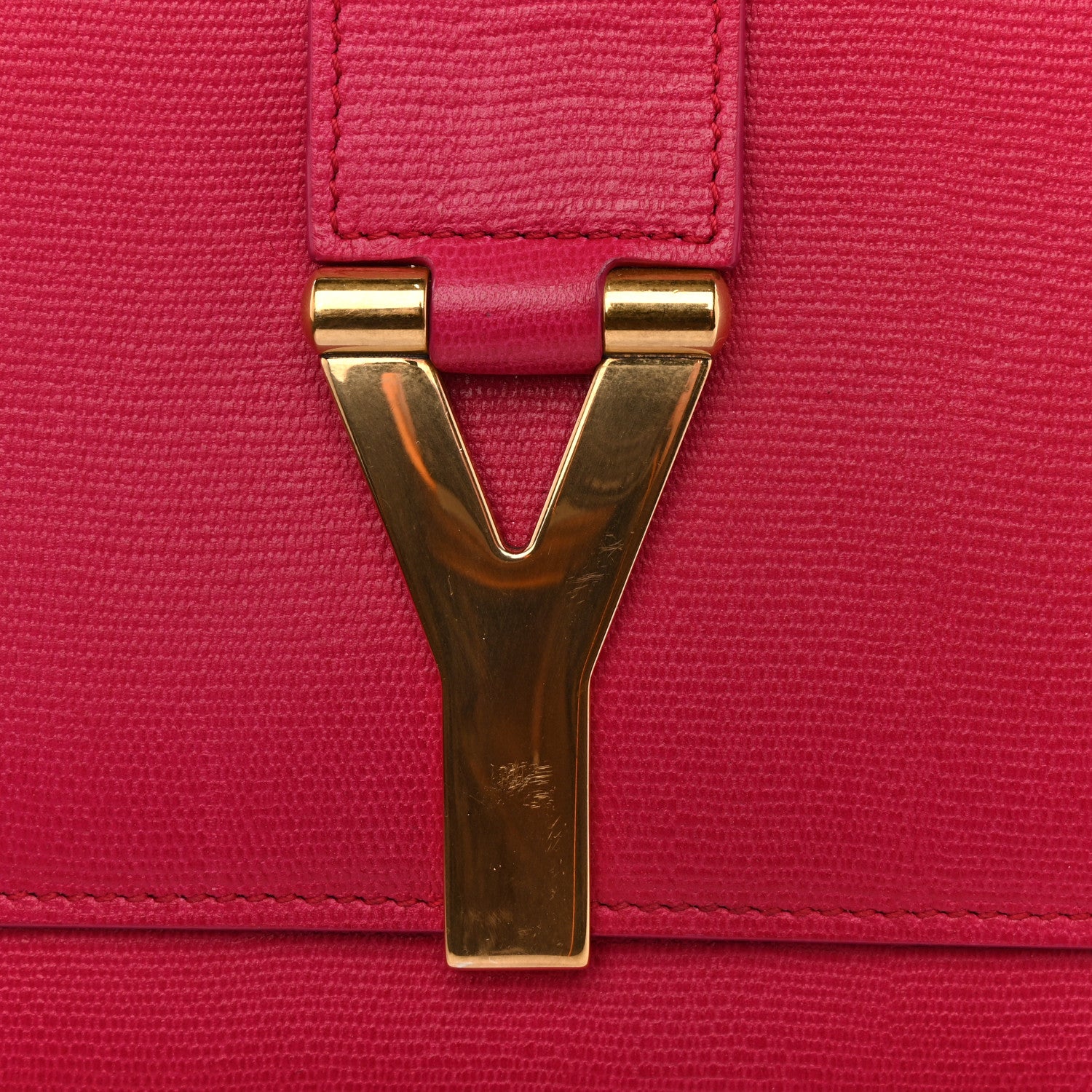 Saint Laurent Calfskin Classic Y Ligne Clutch Fuchsia 8 of 11