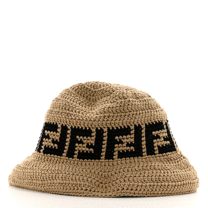 Fendi Cotton FF Woven Bucket Hat S Naturale Black 4 of 8