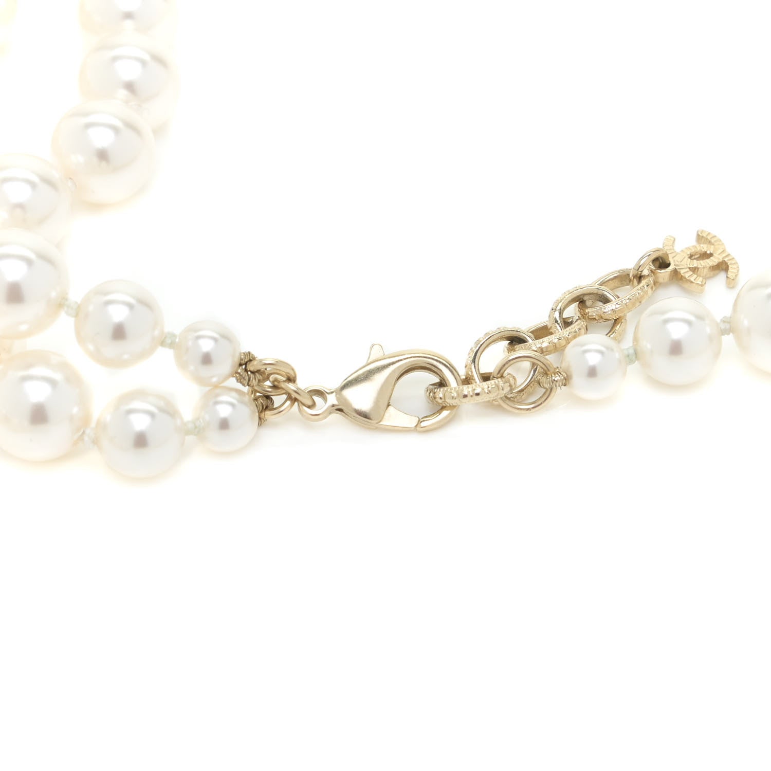 Chanel Crystal Pearl CC Long Multi Strand Necklace Gold 7 of 8