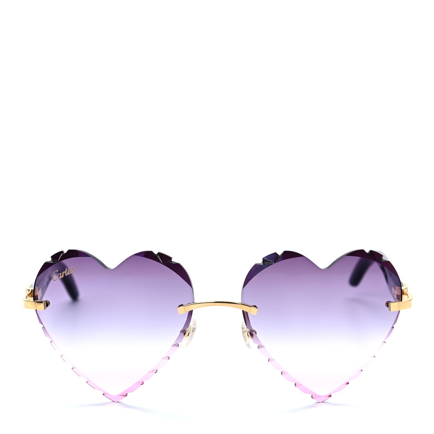 Metal Horn Rimless Heart Sunglasses CT0046S Purple