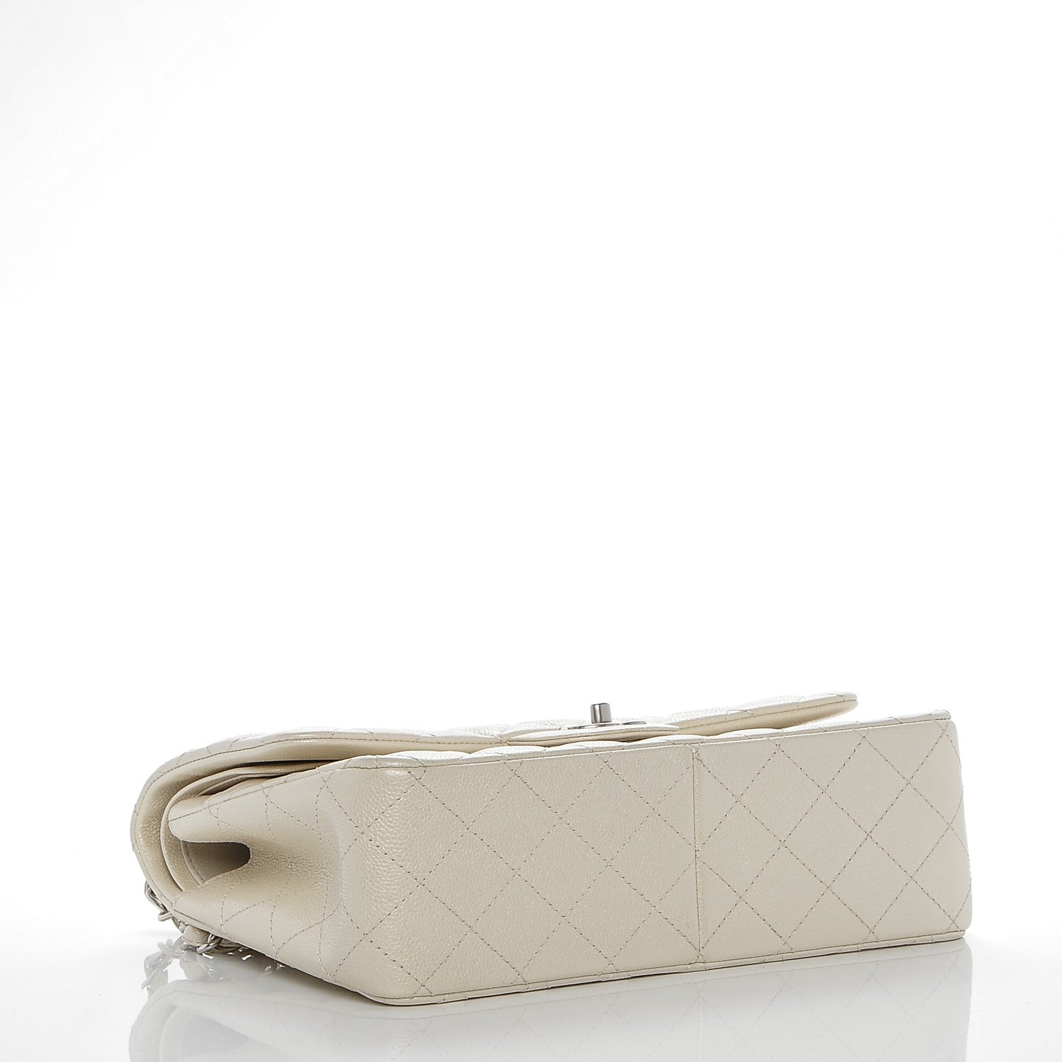 Chanel Pearly Caviar Quilted Jumbo Double Flap Dark White 4 of 7
