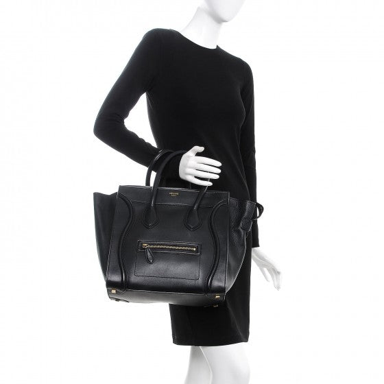 Celine Smooth Calfskin Mini Luggage Black 2 of 14
