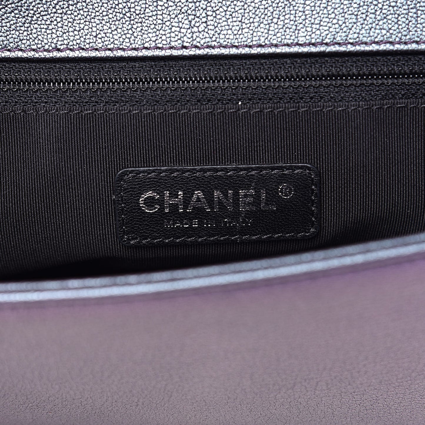 Iridescent Goatskin Quilted New Medium Boy Flap Purple