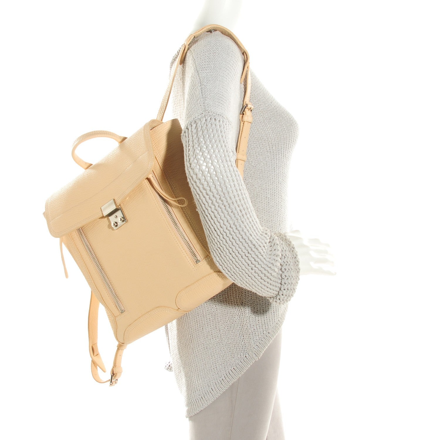 3.1 Phillip Lim 3.1 Textured Calfskin Pashli Backpack Buff 2 of 8