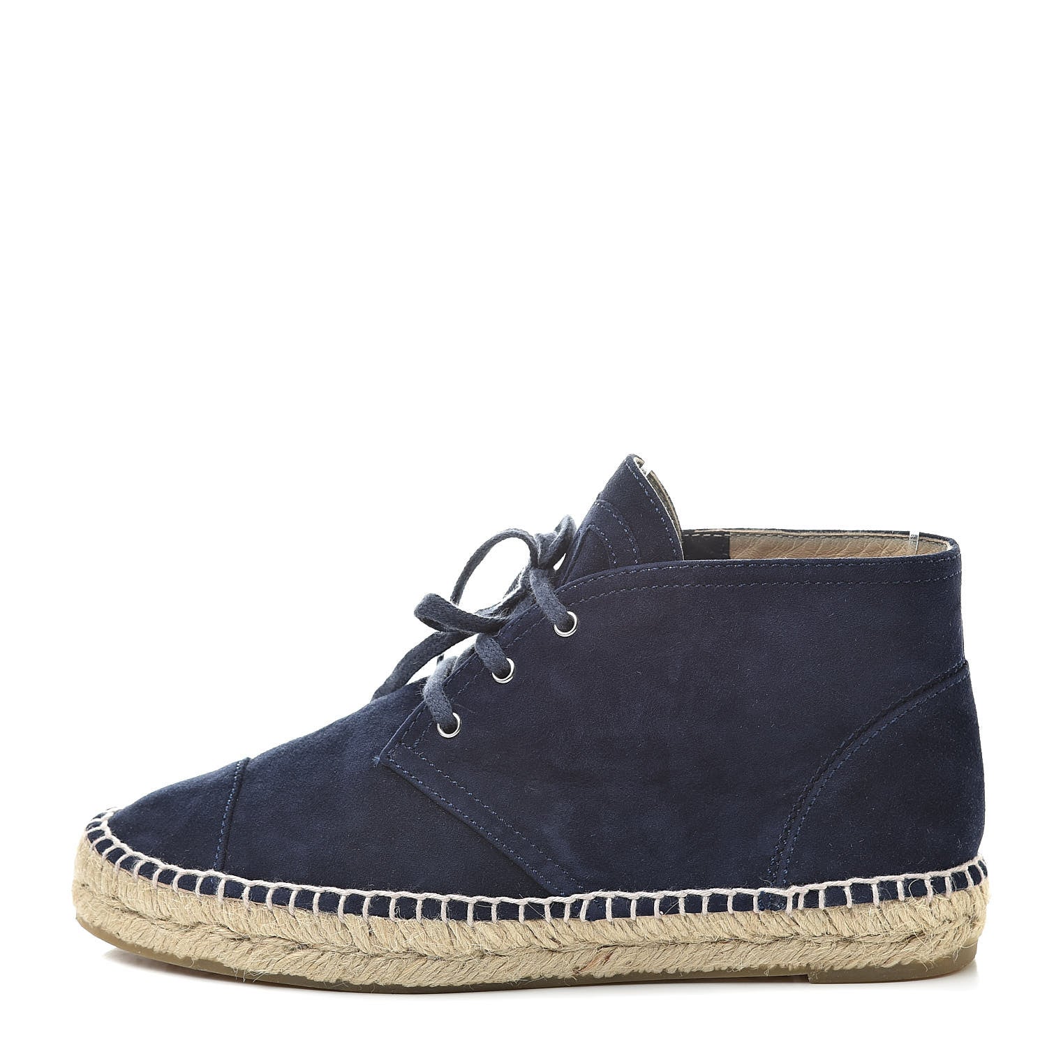 Chanel Suede Lace Up Espadrilles 37 Dark Navy Blue 1 of 12