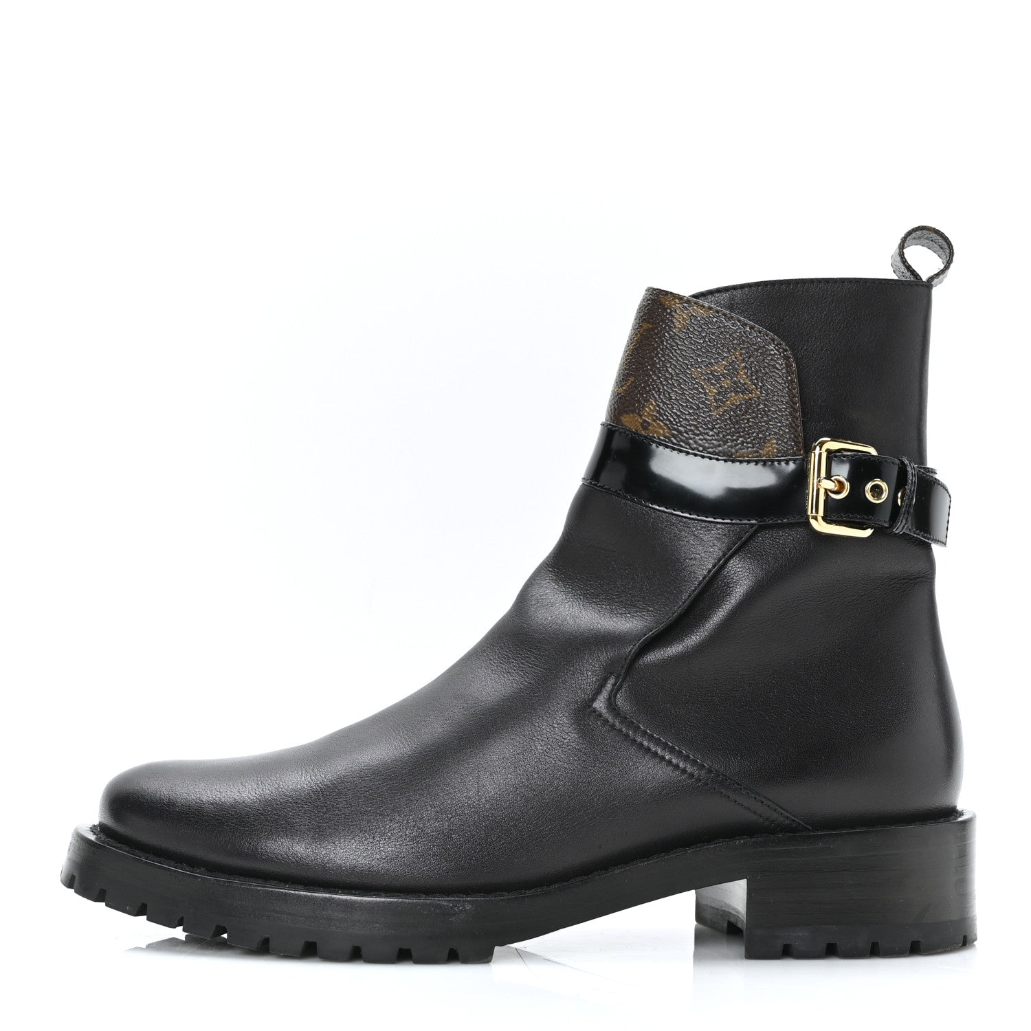 Louis Vuitton Calfskin Monogram Discovery Flat Ankle Boots 40 Black 1 of 7