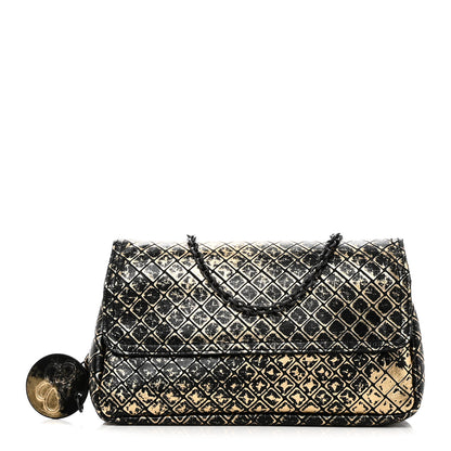 Bottega Veneta Calfskin Intrecciomirage Embossed Butterfly Chain Crossbody Black Gold 1 of 10
