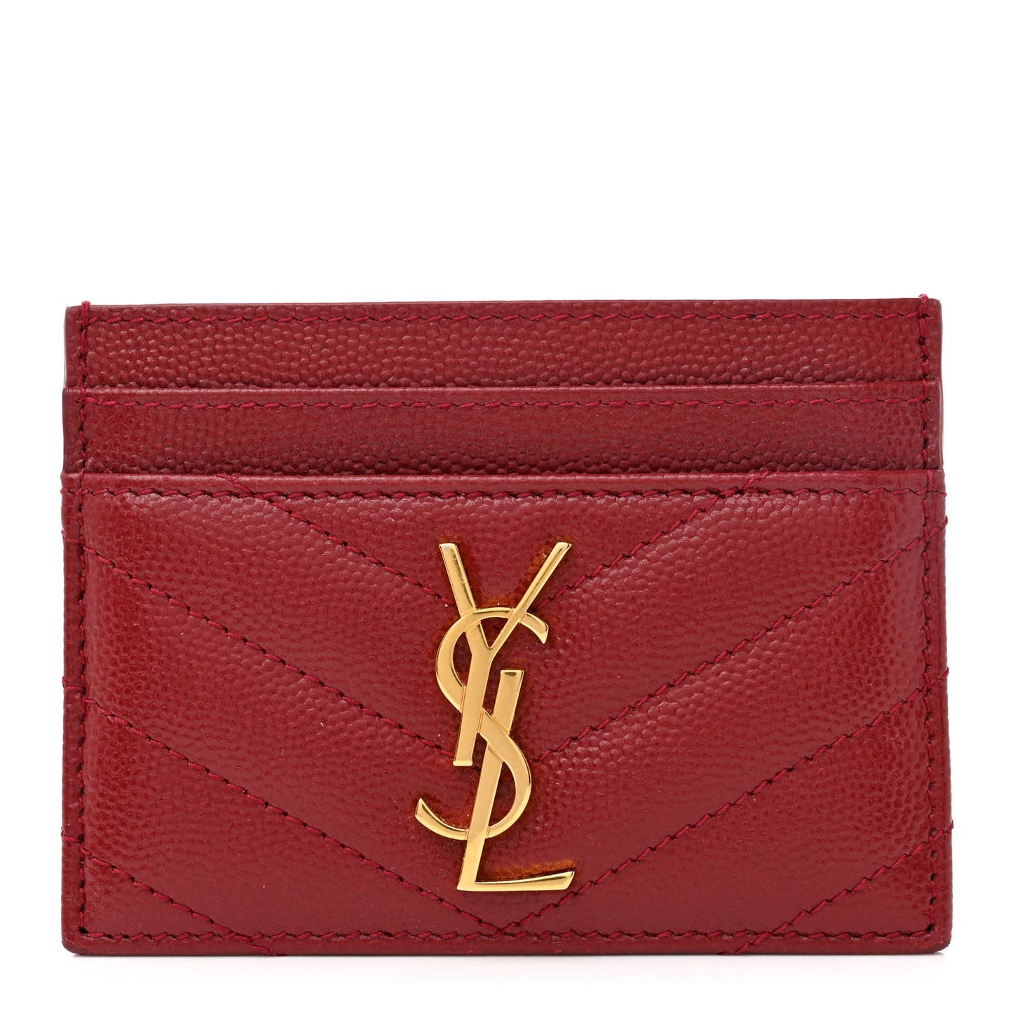 Grain De Poudre Matelasse Chevron Monogram Credit Card Case Opyum Red