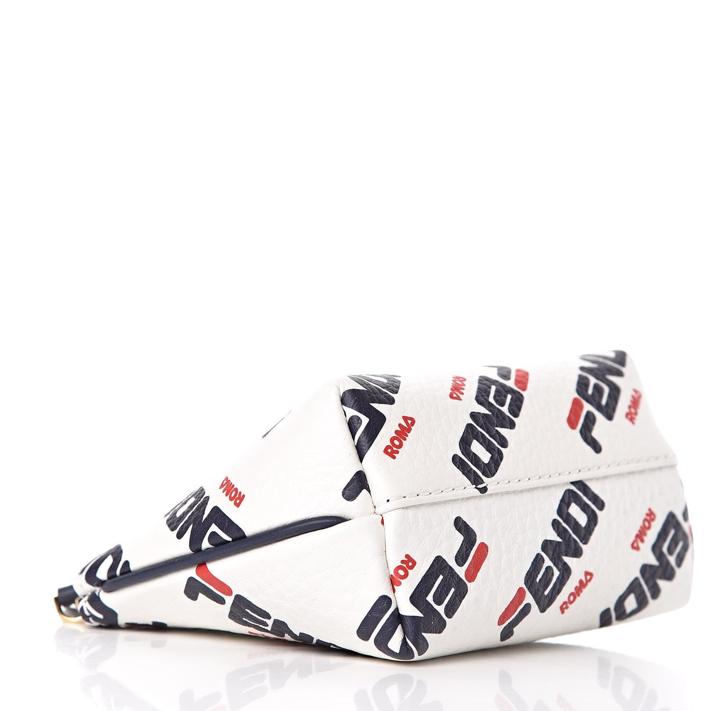 X FILA Vitello Mania Small Pyramid Cosmetic Case White Blueberry