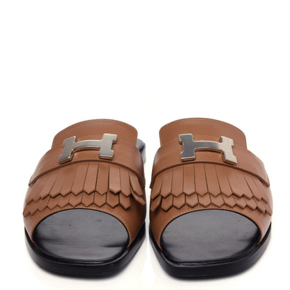 Hermes Calfskin Auteuil Sandals 36 Marron Havane 5 of 10
