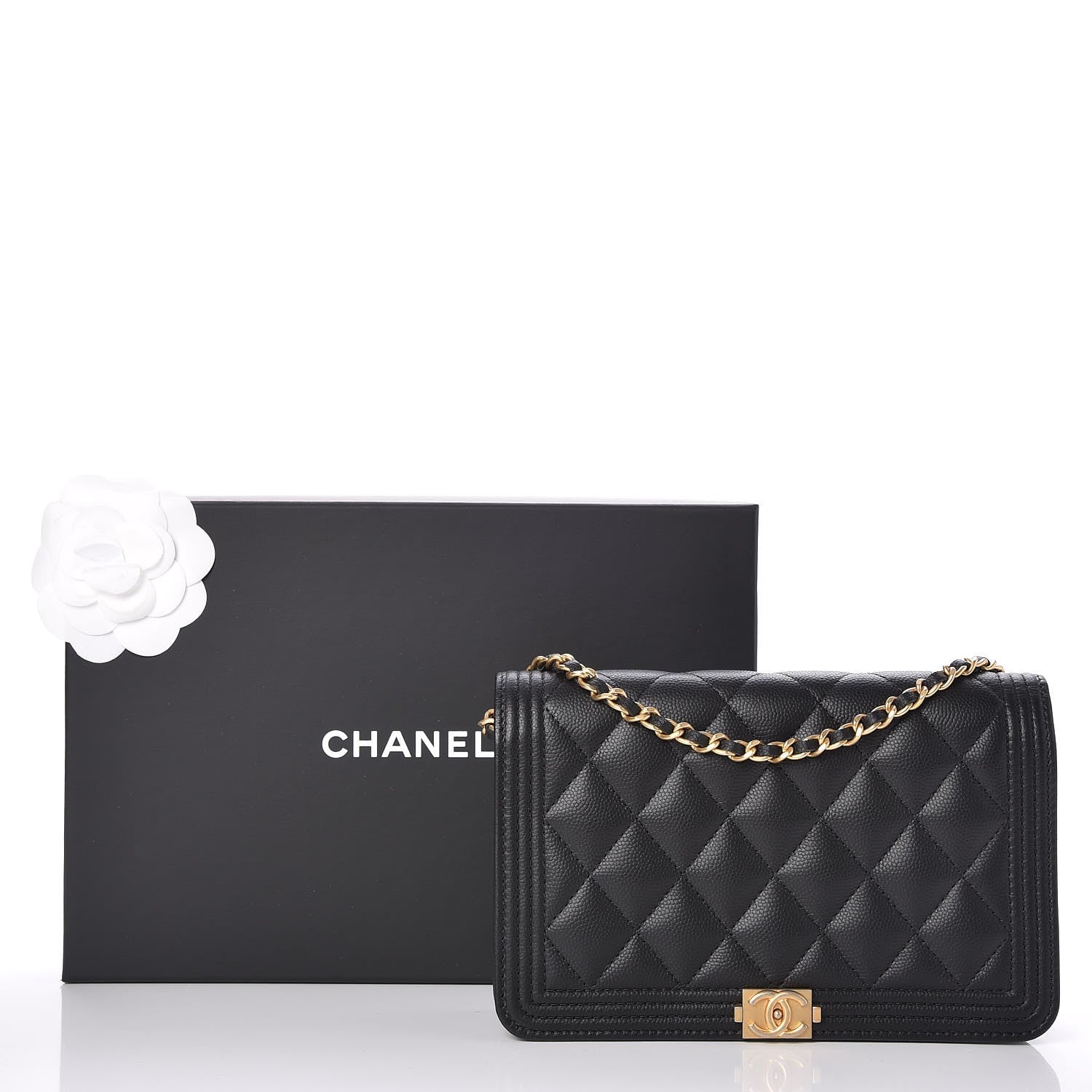 Chanel Caviar Quilted Boy Wallet On Chain WOC Black 9 of 9
