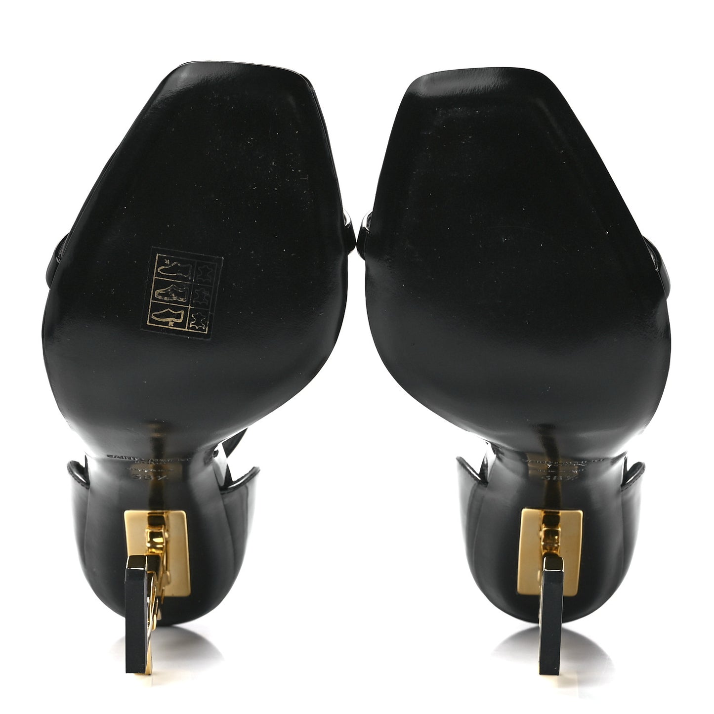 Patent Calfskin Opyum 110 Sandals 38.5 Black Gold