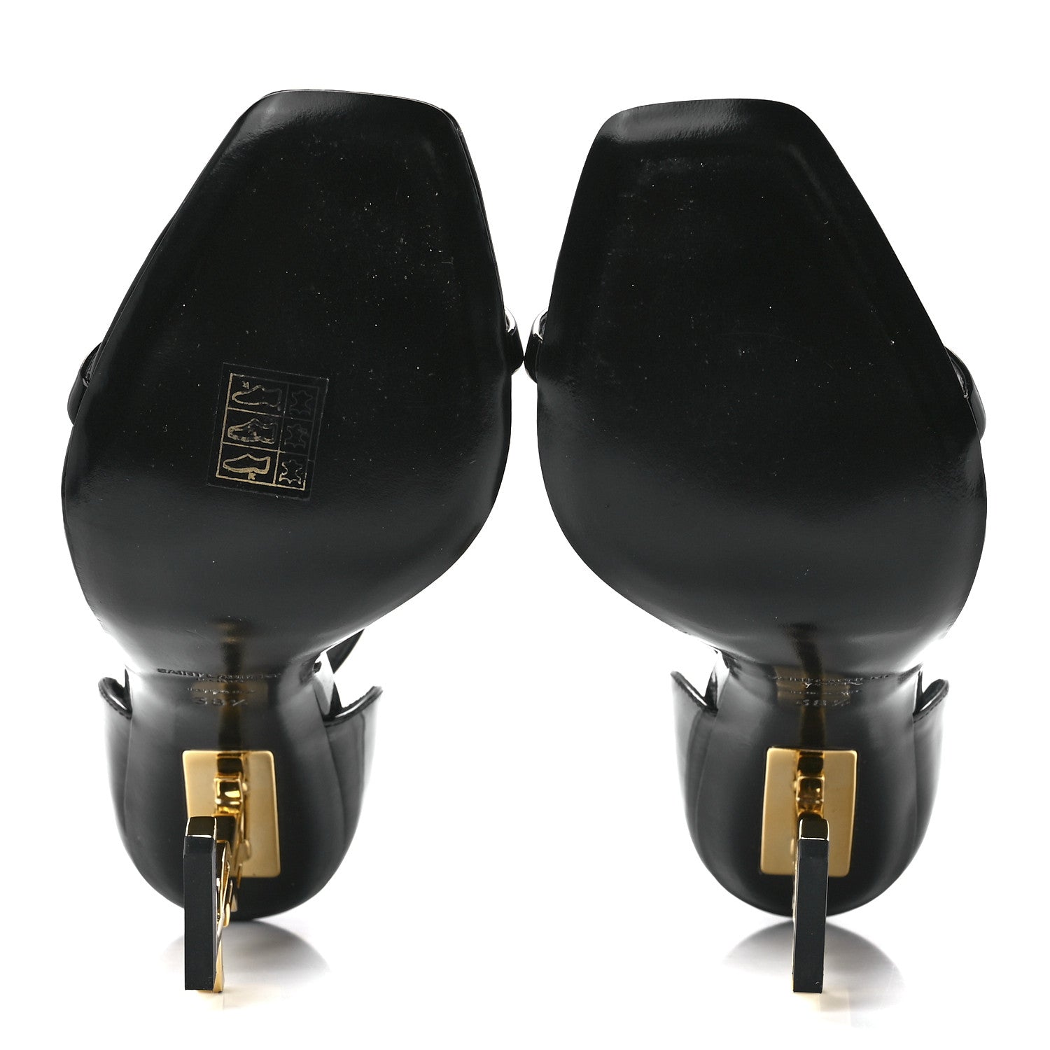 Saint Laurent Patent Calfskin Opyum 110 Sandals 38.5 Black Gold 5 of 8