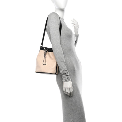 Chanel Aged Calfskin Quilted CC Chain Bucket Drawstring Bag Ivory Black 2 of 10